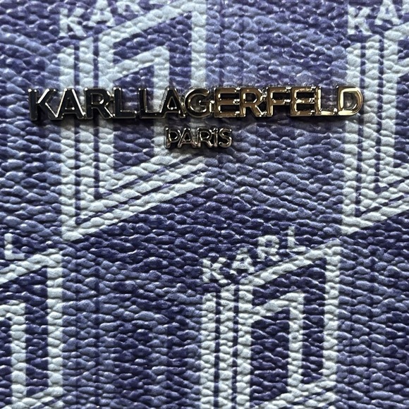 Karl Lagerfeld Paris Choupette Cat Maybelle Tote Bag Purse Blue Geometric NWT - Picture 2 of 6